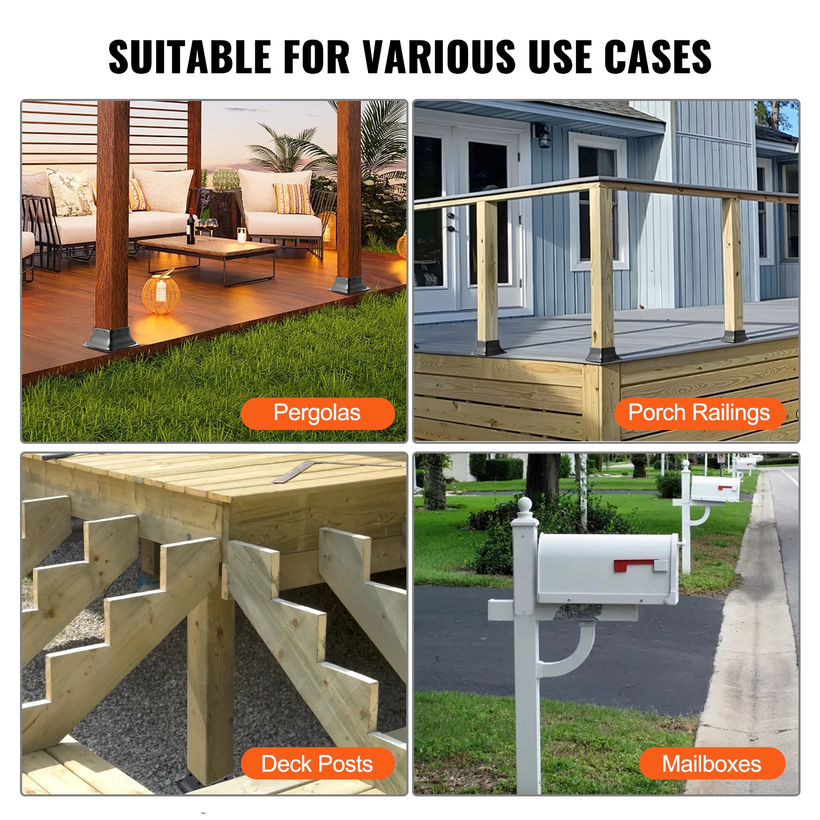 Heavy Duty Post Base 4x4 Bracket For Deck Railing Support 10pcs_voghion.com